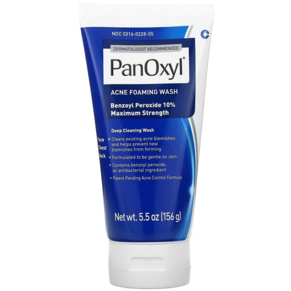 Panoxyl Acne Foaming Wash Benzoyl Peroxide 10% Maximum Strength - 5.5 Oz (156 G)