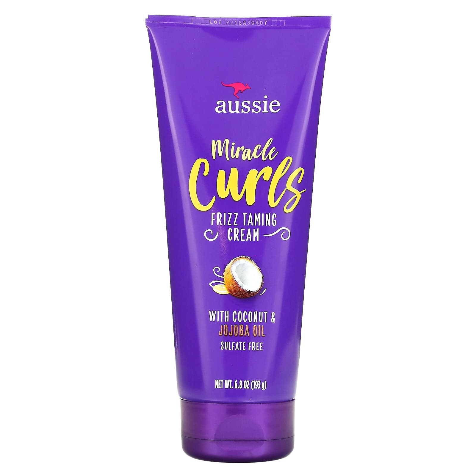 Aussie, Miracle Curls, Frizz Taming Cream with Coconut &amp; Jojoba Oil, 6.8 oz (193 g)