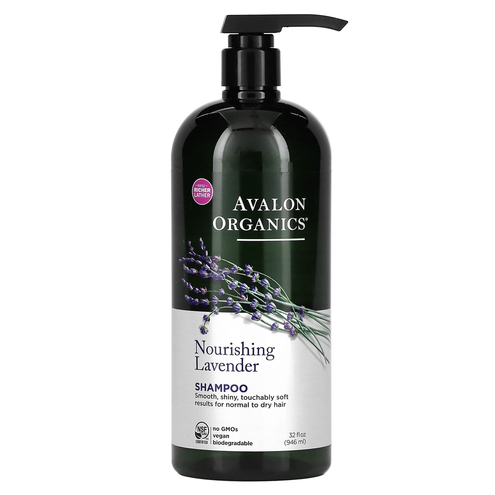 Avalon organics nourishing lavender shampoo promotes healthy and shiny hair - 32 fl oz (946 ml) - Image 1