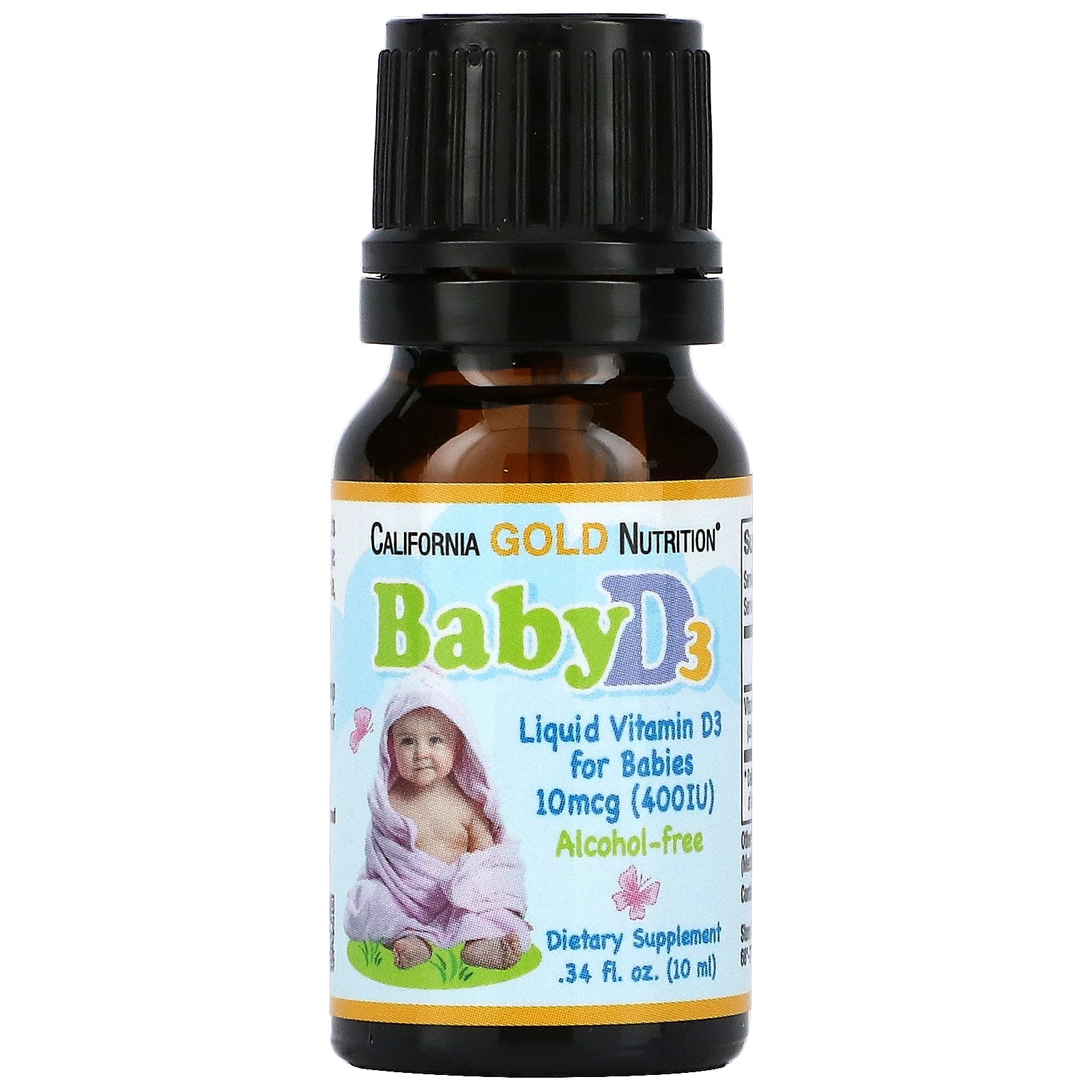 California Gold Nutrition Baby Vitamin D3 Liquid -10 Mcg (400 Iu) - 10 Ml D3 Drops