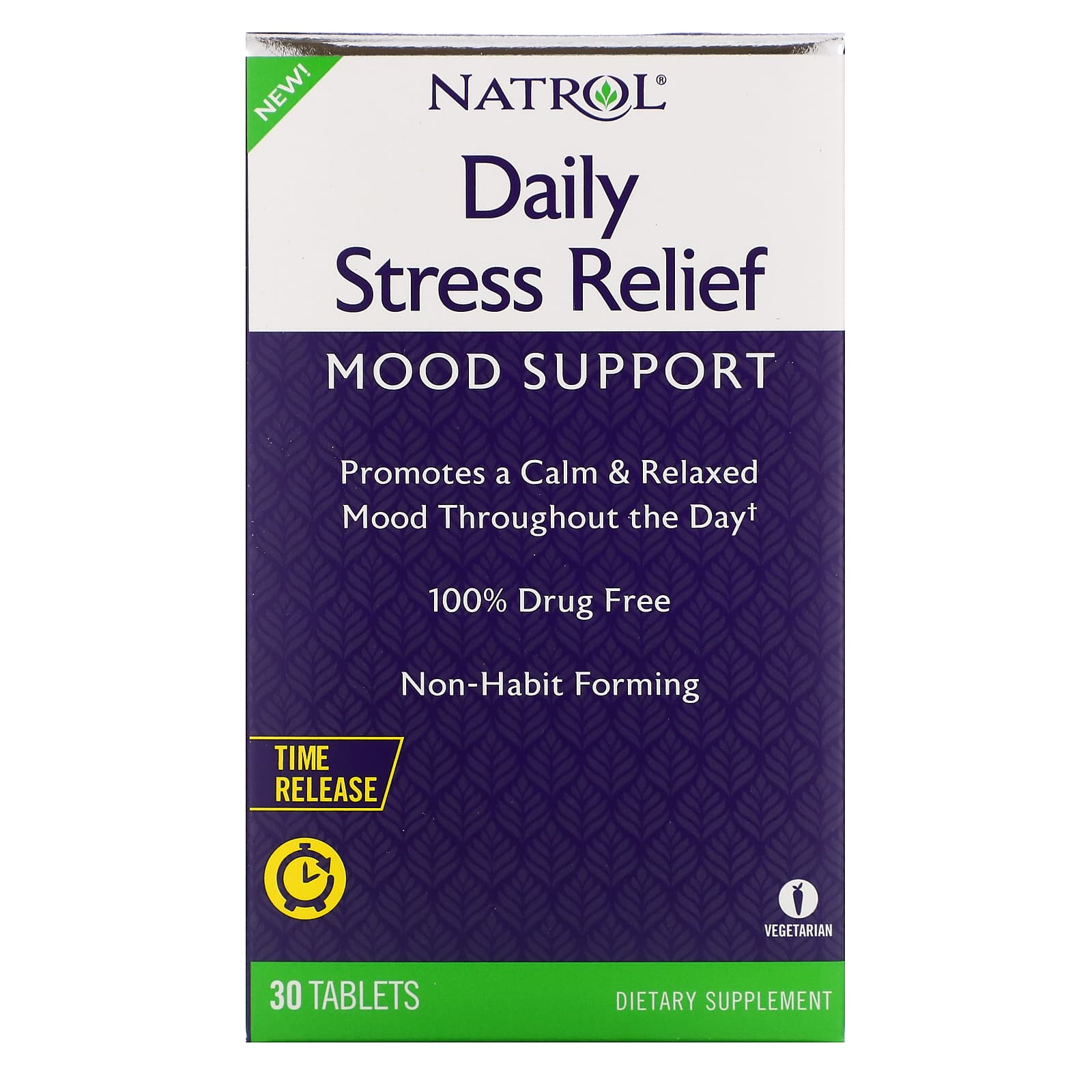 حبوب ناترول للقلق Natrol Daily Stress Relief, Time Release 30 قرص