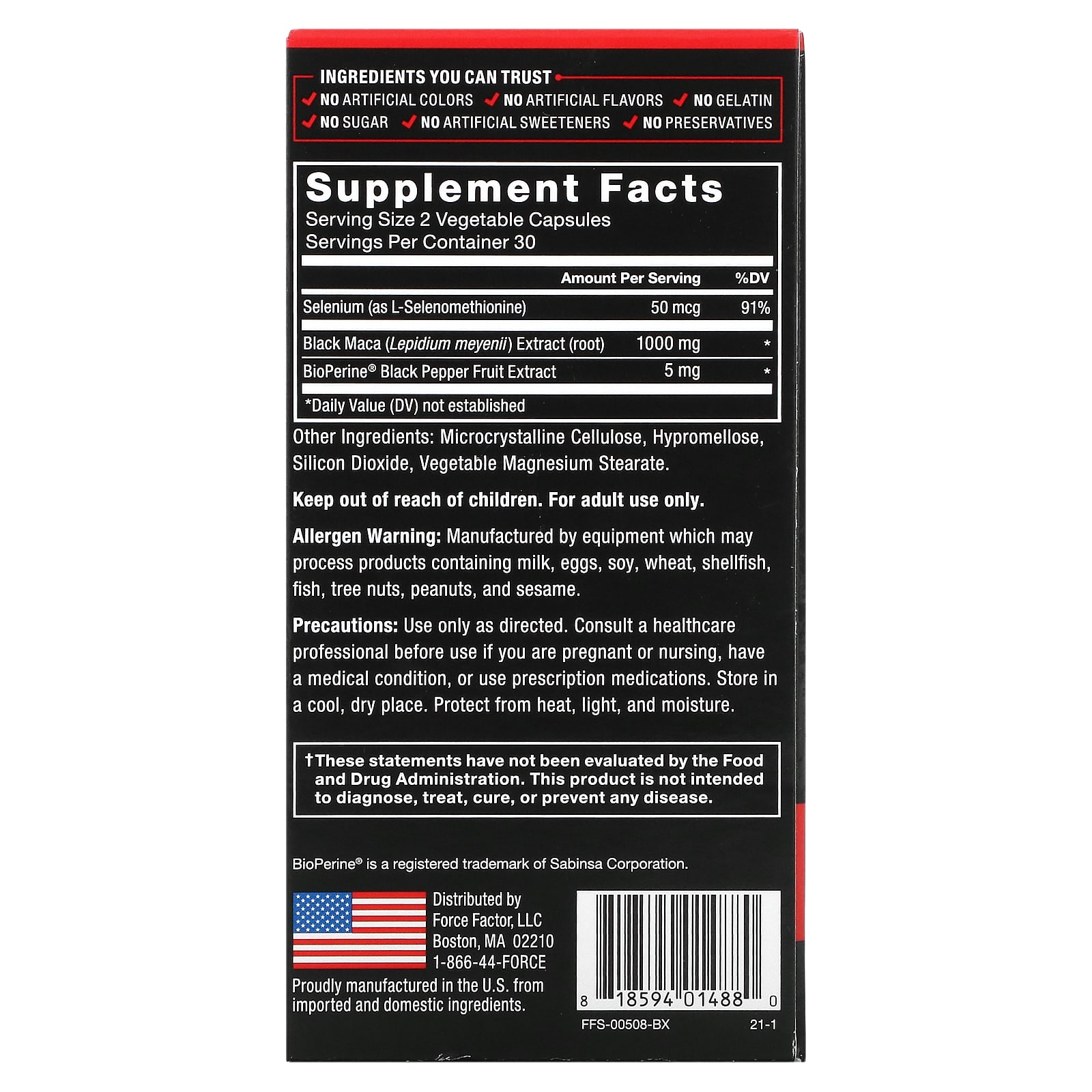 Force Factor Black Maca 60 Capsules