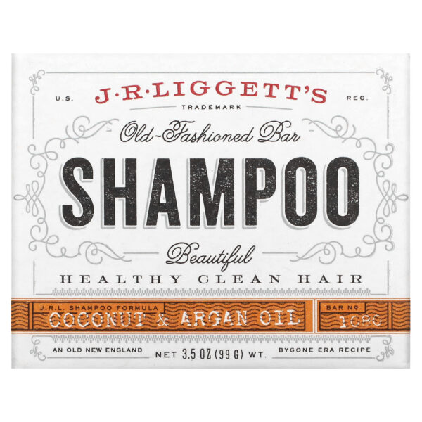 J.r. Liggett'S Old Fashioned Shampoo Bar Coconut And Argan Oil Sleekness Enhancer - 3.5 Oz (99 G)