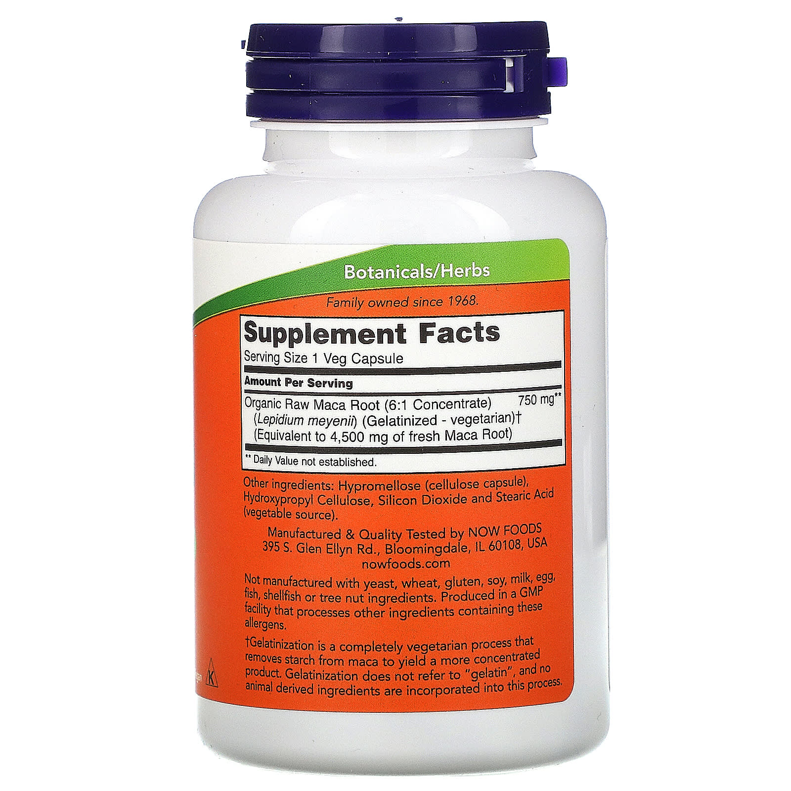 Maca - Raw - 750 mg - 90 Veg Capsules - NOW Foods