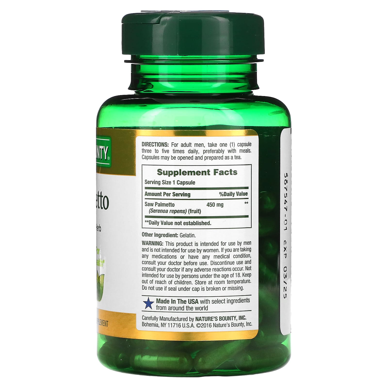 Nature'S Bounty Organic Saw Palmetto Capsules Dose