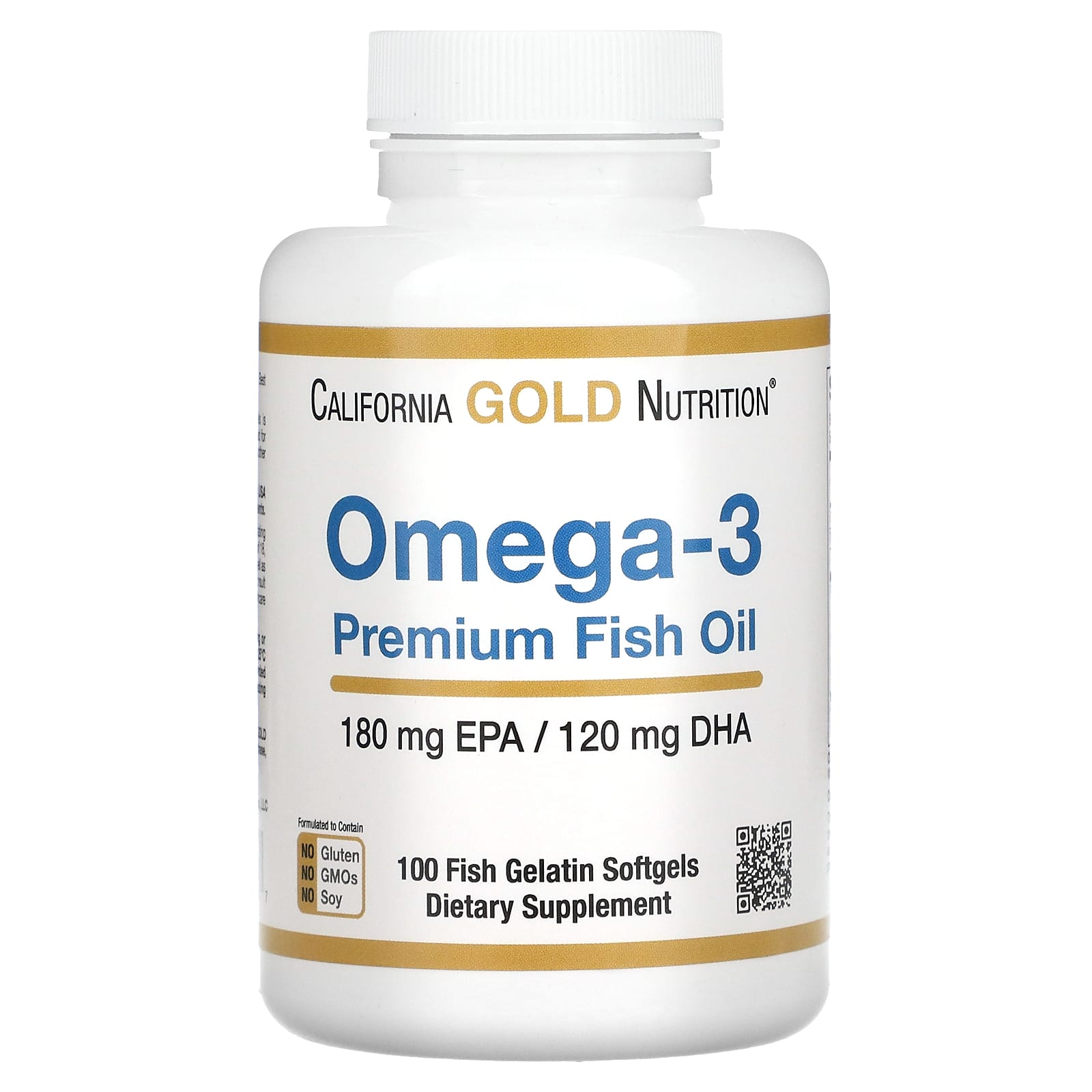 California Gold Nutrition Omega 3 Premium Fish Oil - 100 Fish Gelatin Softgels