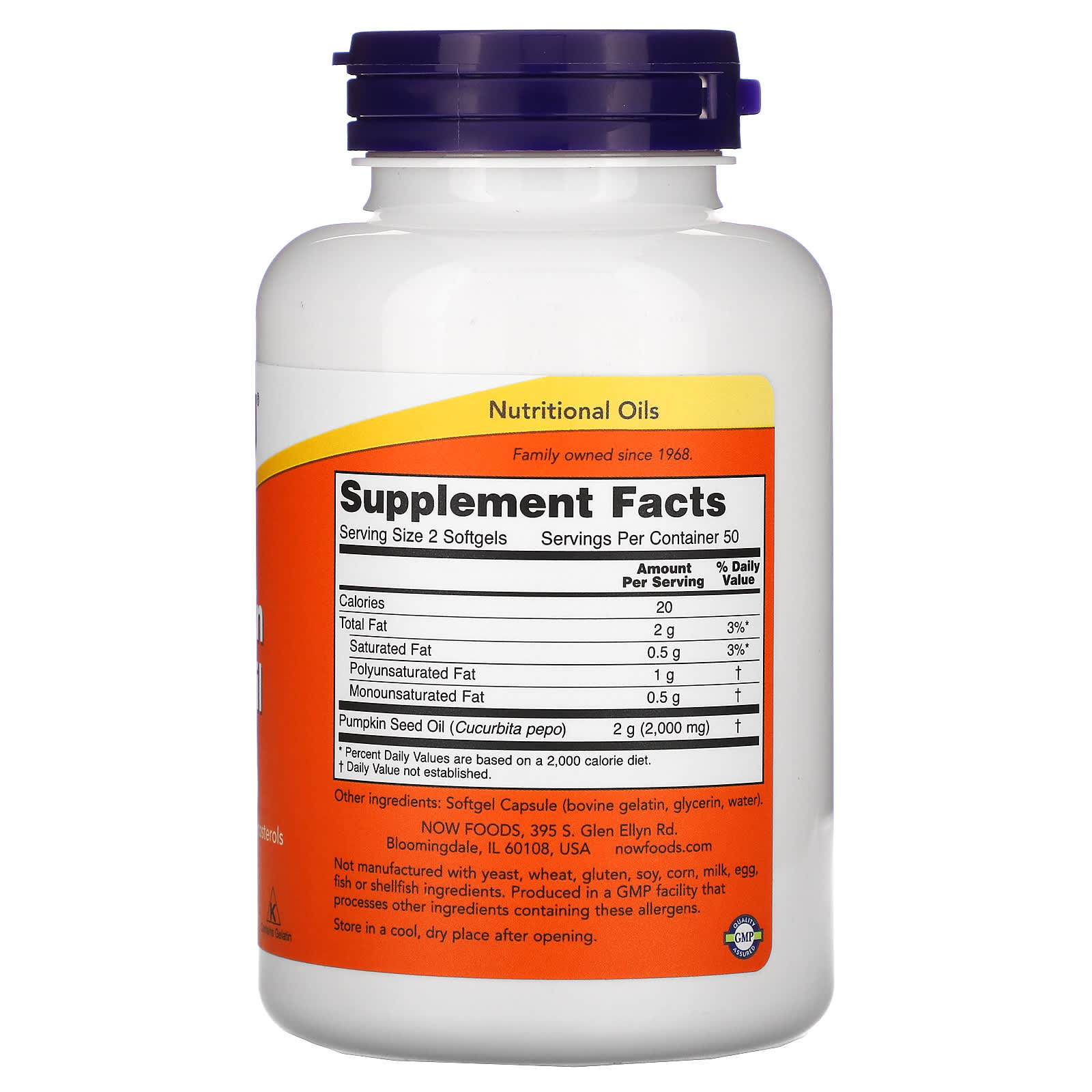 Now Foods Pumpkin Seed Oil 1000 Mg Softgels Ingredients