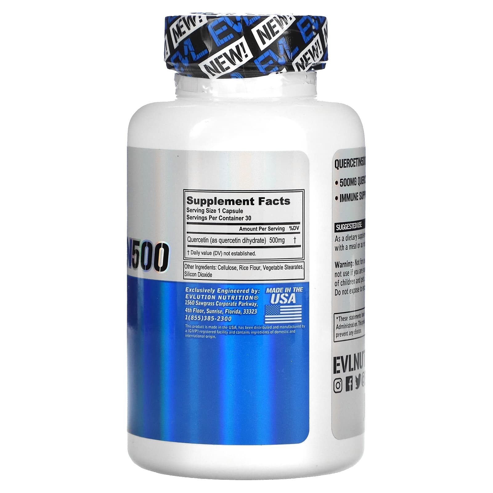 كبسولات كيرسيتين مكمل غذائي لتقوية المناعة Quercetin 500 EVLution 30 كبسولة - Image 2