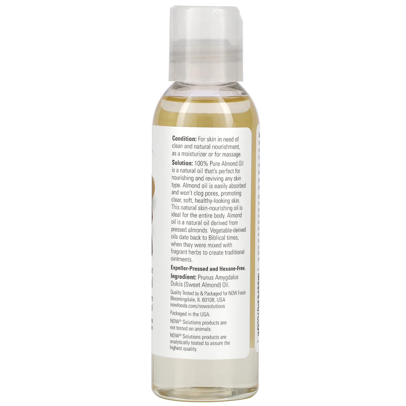 Now food Solutions Sweet Almond Oil 100% pure oil - 4 fl oz (118 ml)