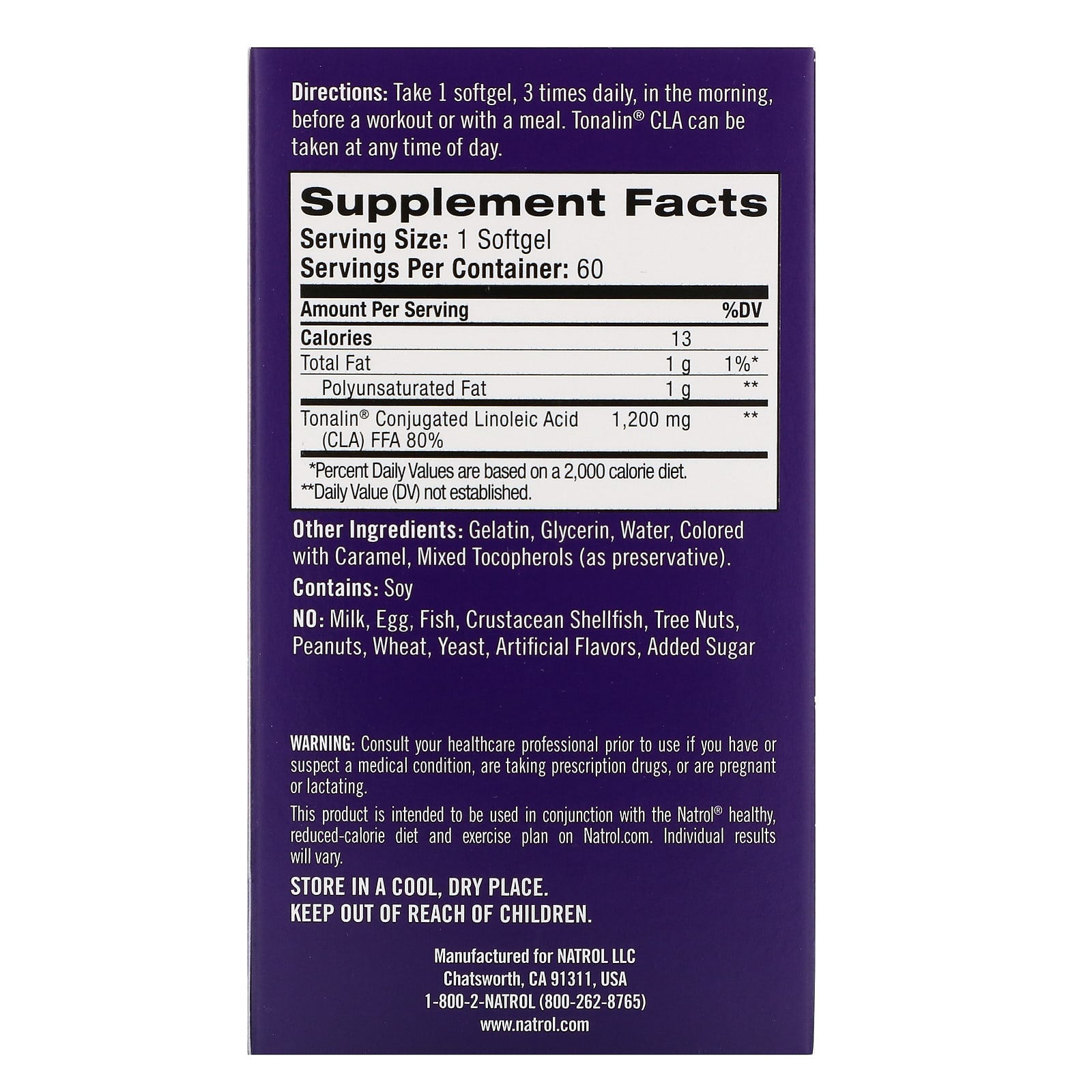 Natrol tonalin cla 1200 mg weight management supporter - 60 Softgels - Image 2