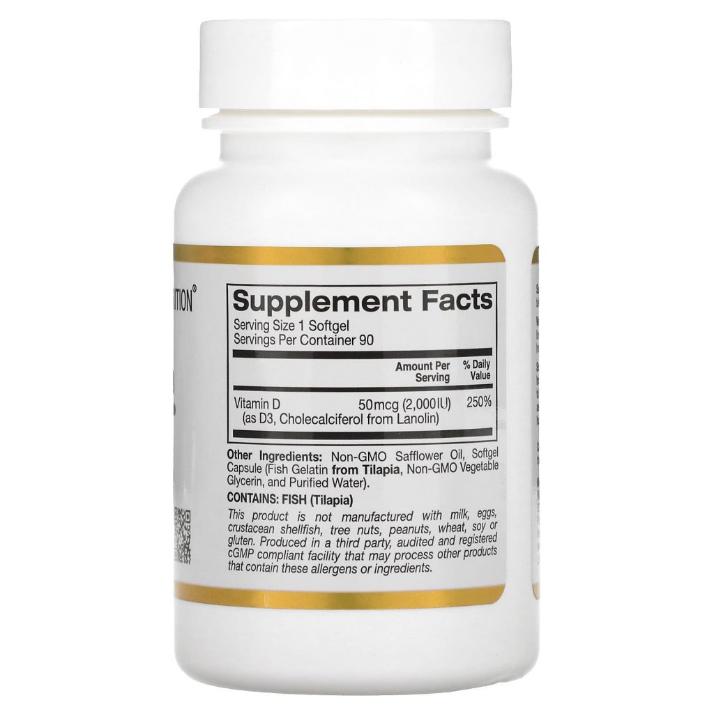 Vitamin D3 California Gold Nutrition For Bone Health Support