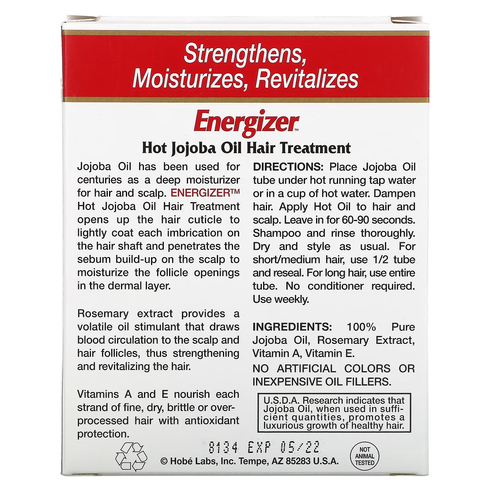 Hobe Labs, Energizer Hot Jojoba Oil Hair Treatment 14.8 ml 3 Reclosable Tubes - Image 2