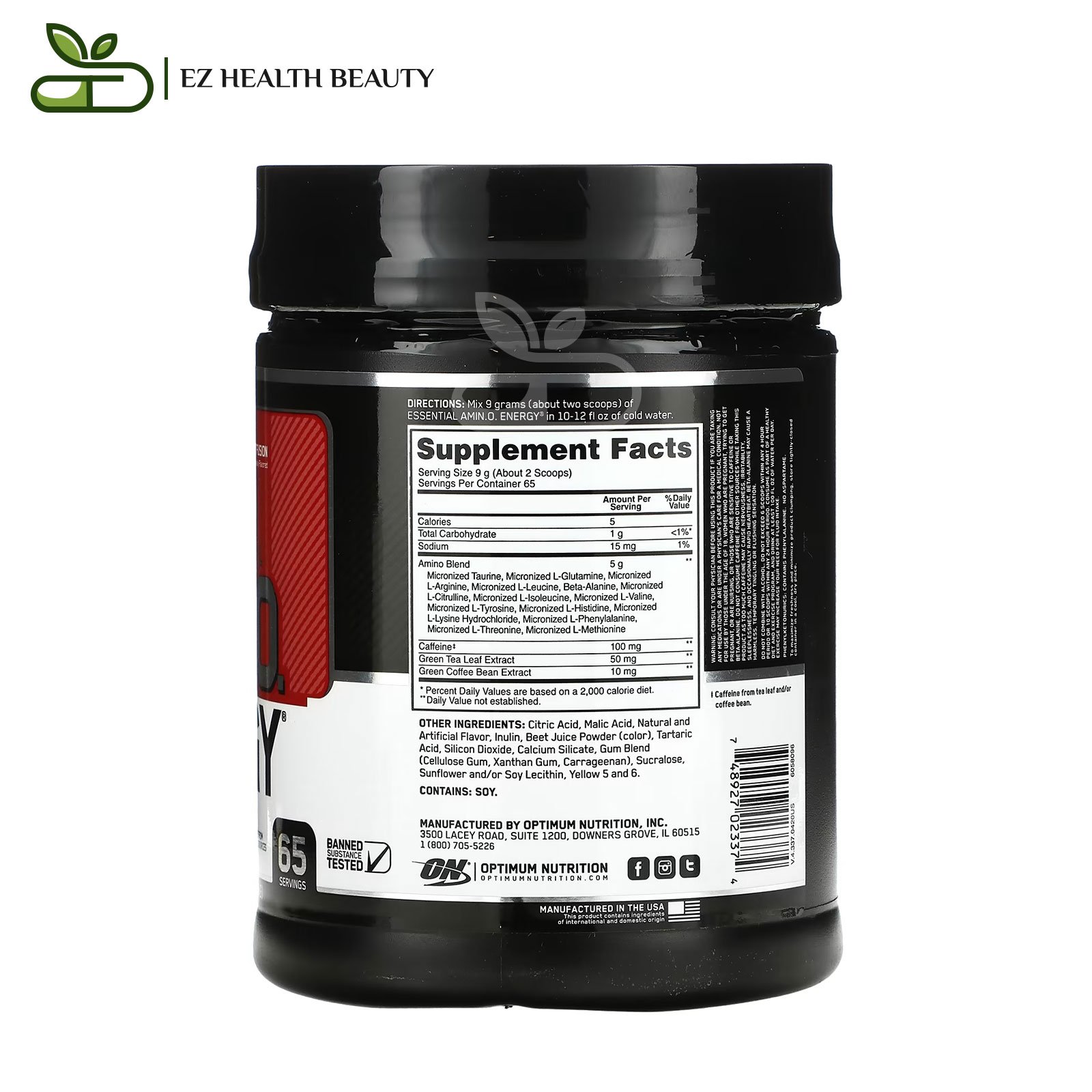 Amino Energy Fruit Fusion Optimum Nutrition - (585 G) Supplement To Accelerate Muscle Recovery