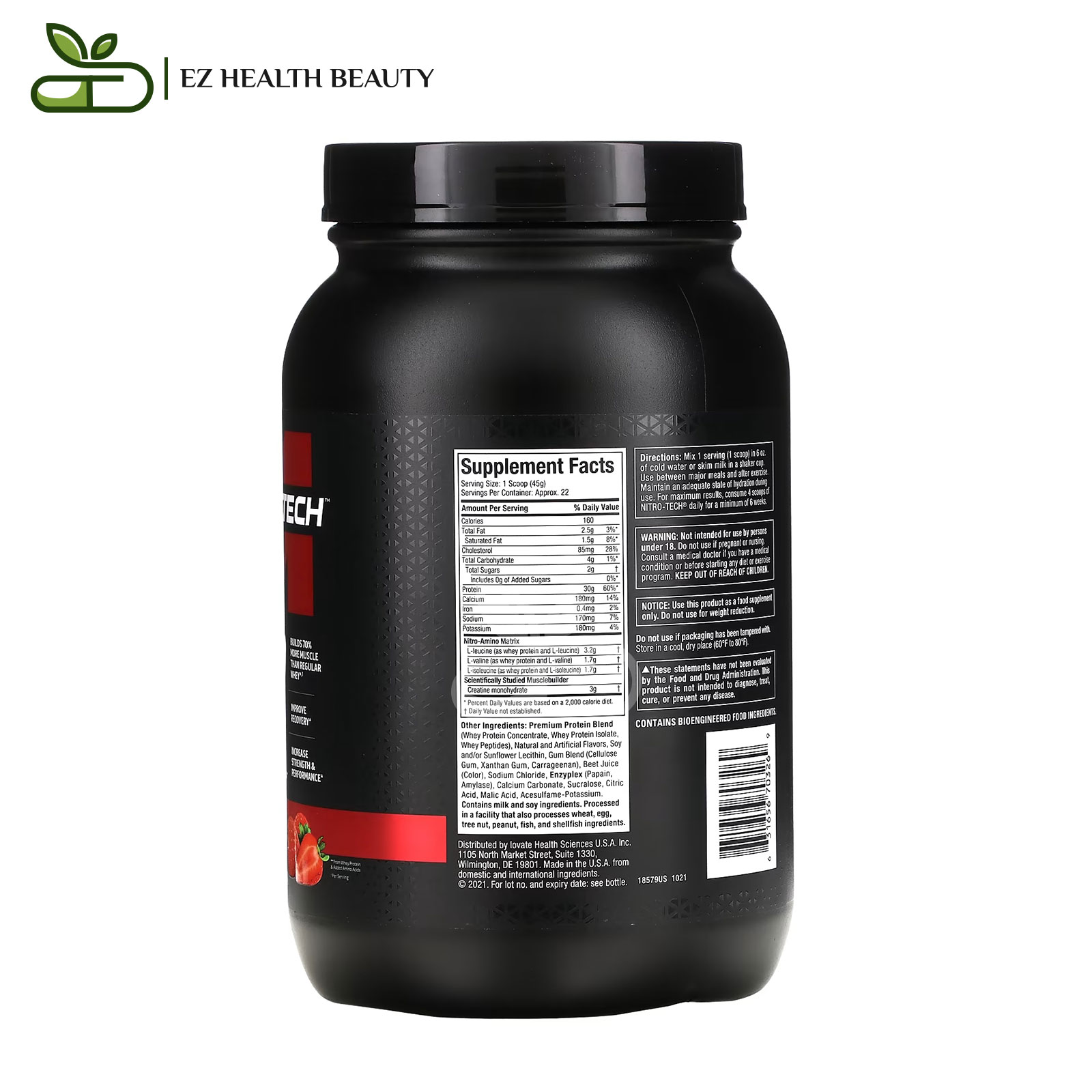 Nitro Tech Whey Protein Supplement Strawberry Muscletech - (998 G)