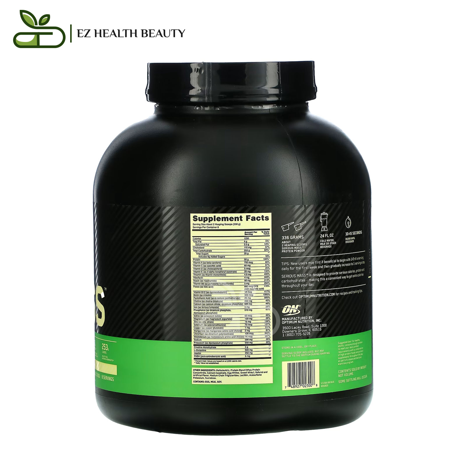 Serious Mass Protein Powder Supplement Vanilla Optimum Nutrition (2.72 Kg)