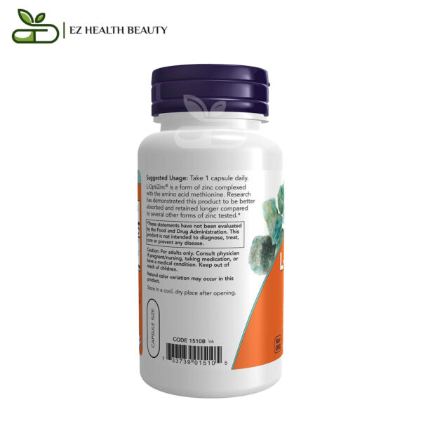 L-Optizinc For Immunity Now Foods 30 Mg 100 Veg Capsules