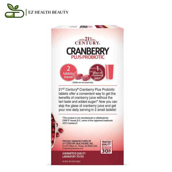 كبسولات كرانبري بلس بروبيوتيك لدعم المسالك البولية 60 قرصًا Cranberry Plus Probiotic 21St Century