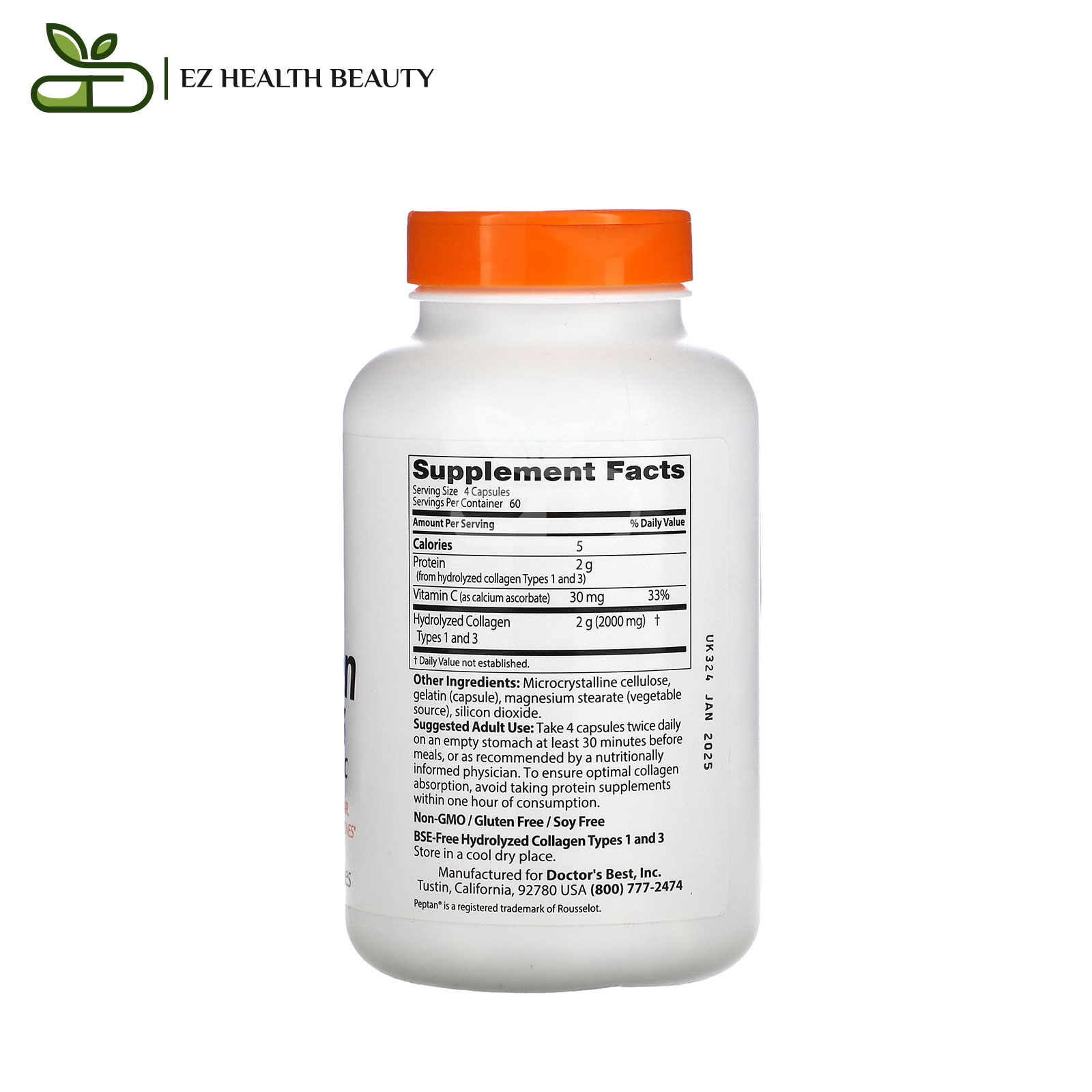 Collagen C For Tendons, Hair, nails and Bones Doctor`s Best 125 mg 240 Capsules