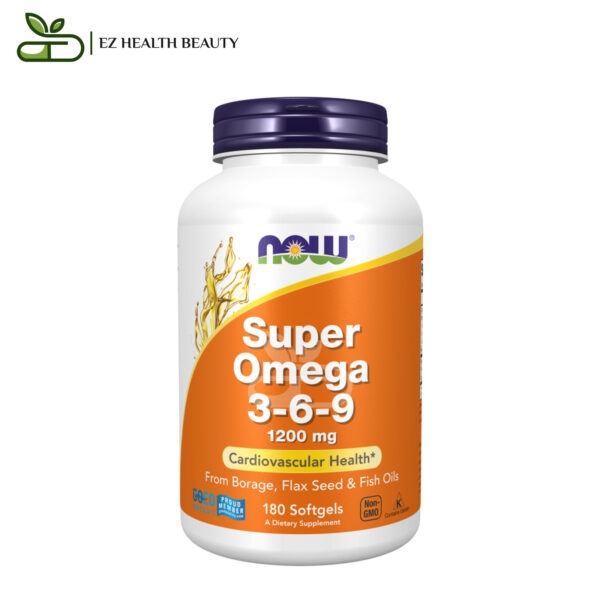 Super Omega 3 6 9 For Cardiovascular Health Now Foods 1,200 Mg, 180 Softgels