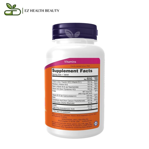 Now Foods Sustained Release B-100, 100 Tablets For Maintaining Higher Levels Of Energy