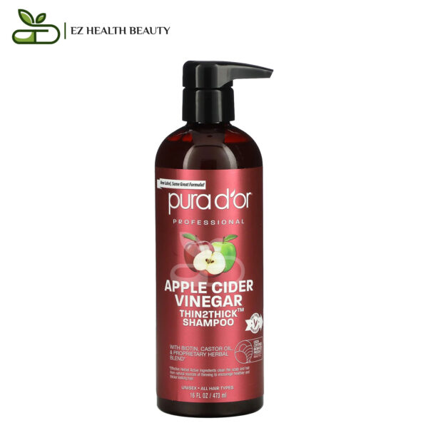 شامبو خل التفاح للشعر 473 مل Apple Cider Vinegar Thin2Thick Shampoo Pura D'Or