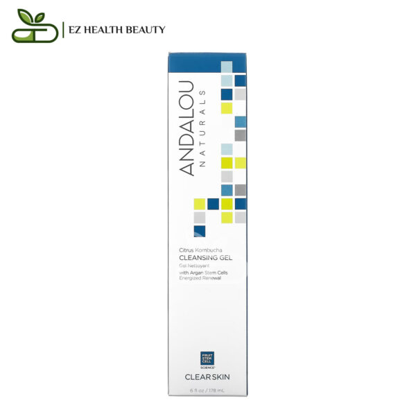 Andalou Naturals جل منظف للوجه بالكومبوتشا الحمضية، للحصول على بشرة صافية، 6 أونصات سائلة (178 مل) - Andalou Naturals, Cleansing Gel, Citrus Kombucha, Clear Skin, 6 Fl Oz (178 Ml)