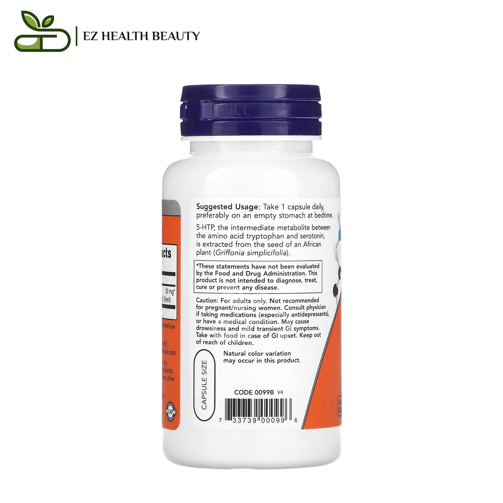 5htb مكمل لتحسين المزاج وتخفيف التوتر 50 مجم 90 كبسولة نباتية - NOW Foods 5-HTP, 50 mg, 90 Veg Capsules