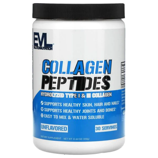 Collagen Powder Peptides Unflavored To Supports Healthy Skin, Hair And Nails Evlution Nutrition 330 G
