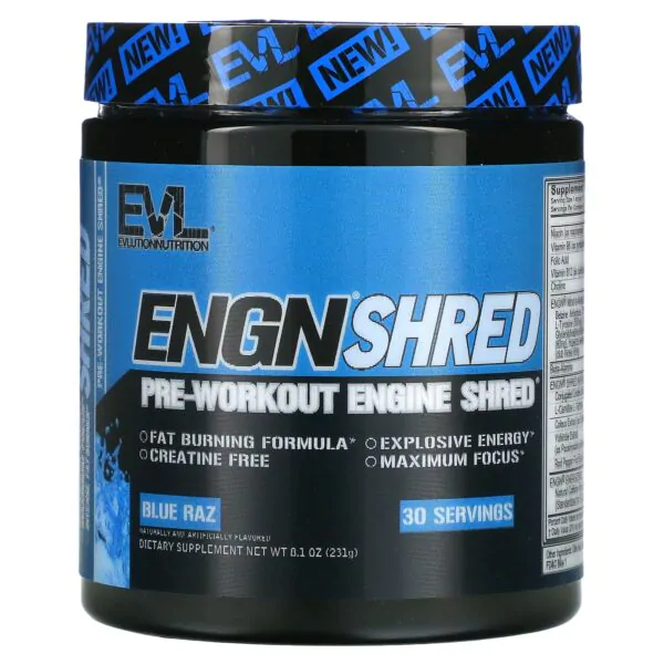 Engn Shred Pre Workout Engine Shred Blue Raz 231 G Evlution Nutrition