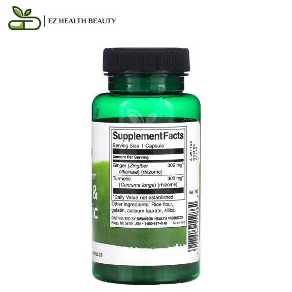 Full Spectrum Ginger And Turmeric Supplements For Digestive System Swanson 60 Capsules