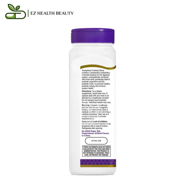 حبوب بروبيوتيك اسيدوفيلوس لدعم الجهاز الهضمي 150 كبسولة Acidophilus Probiotic Blend 21St Century