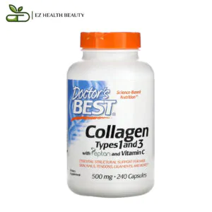 كولاجين فيتامين سي كبسولات للشعر والأظافر والمفاصل 125 مجم 240 كبسولة Collagen Types 1 and 3 with Peptan and Vitamin C Doctor`s Best