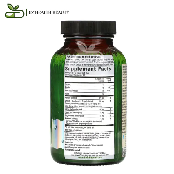 Irwin Stored Fat Belly Burner Liquid Soft Gels Ingredients
