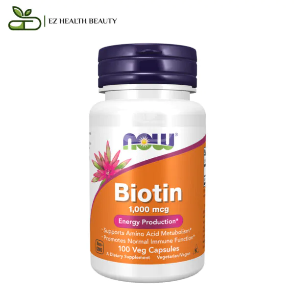 حبوب البيوتين 1000 لإنتاج الطاقة 100 كبسولة نباتية Biotin 1,000 Mcg Now Foods