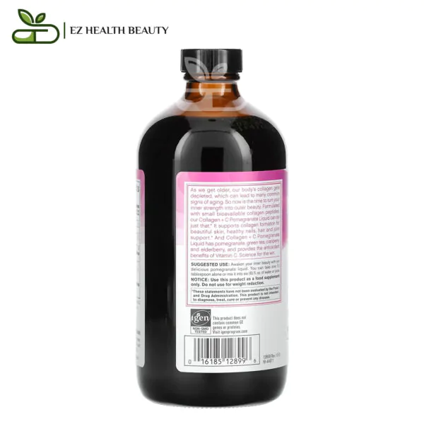 سائل كولاجين سي ومستخلص الرمان لبشرة وشعر وأظافر صحية ولدعم المفاصل 473 مل Collagen + C Pomegranate Liquid Neocell