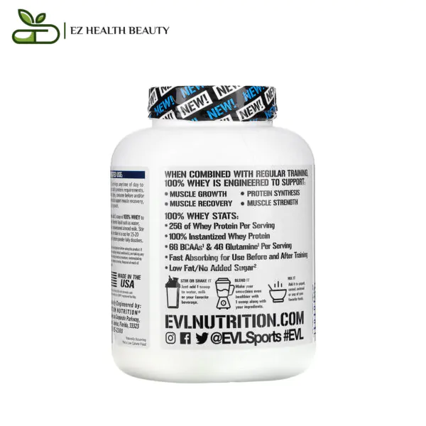 Whey Protein Powder Muscle Support Vanilla Ice Cream Evlution Nutrition 5 Lb (2.268 Kg)